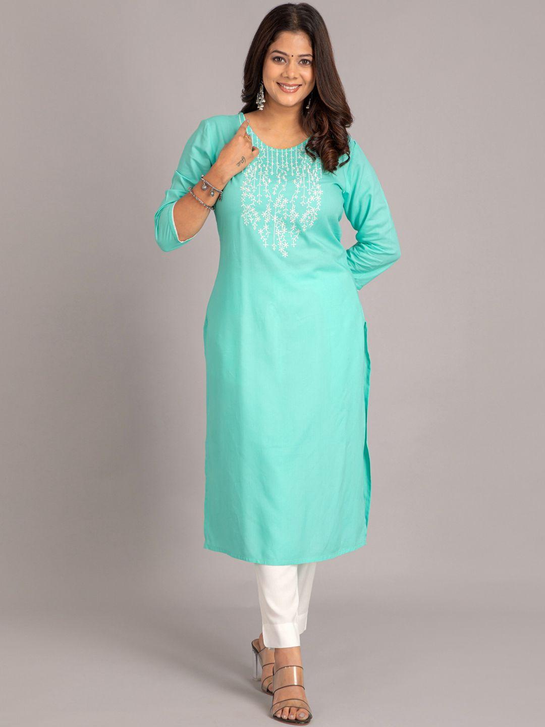 suti floral embroidered thread work kurta with trousers