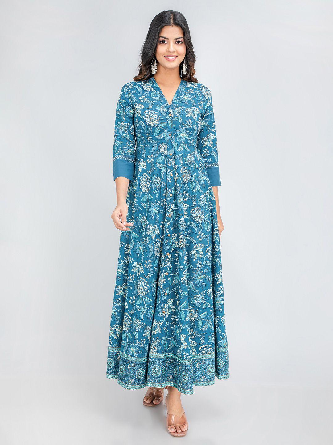 suti floral print ethnic maxi cotton dress