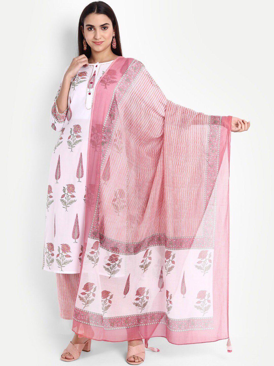 suti floral printed pure cotton kurta with palazzos & dupatta