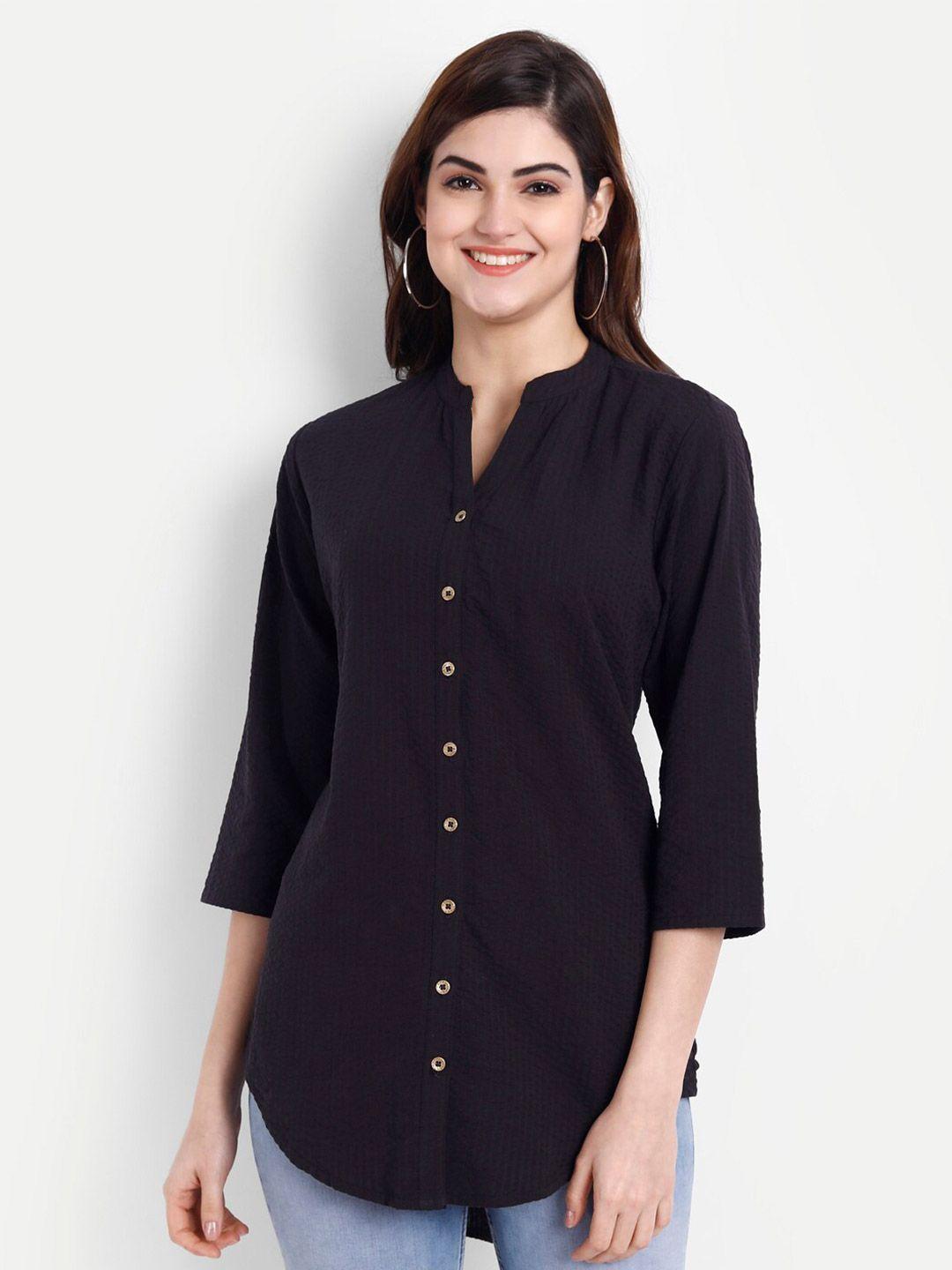 suti mandarin collar shirt style cotton opaque top