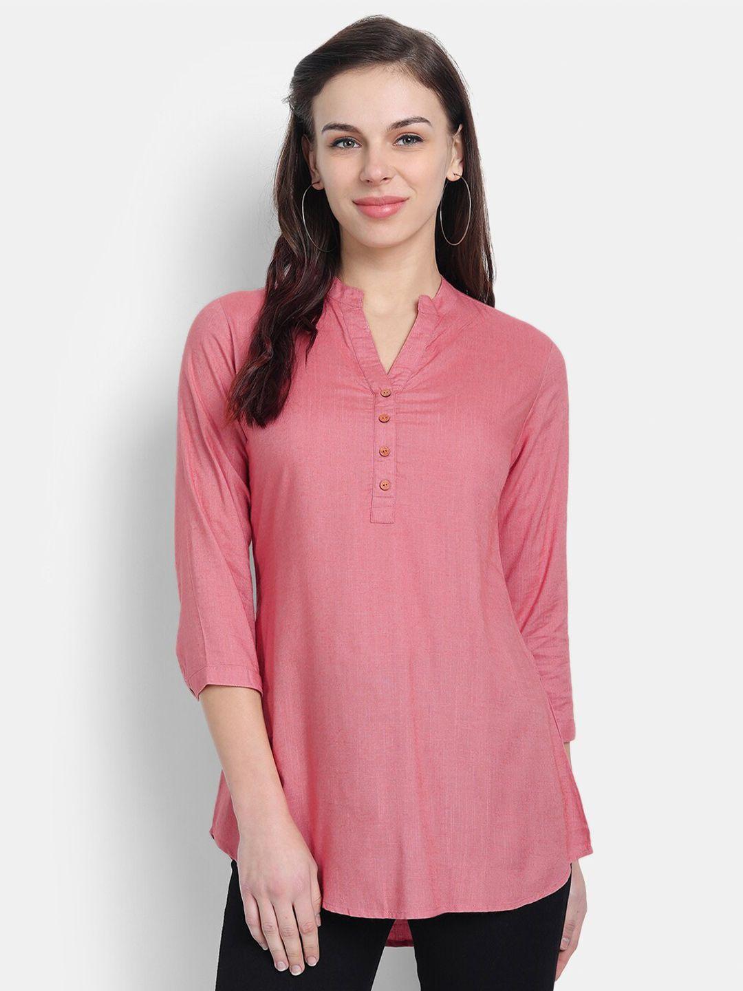 suti pink mandarin collar top