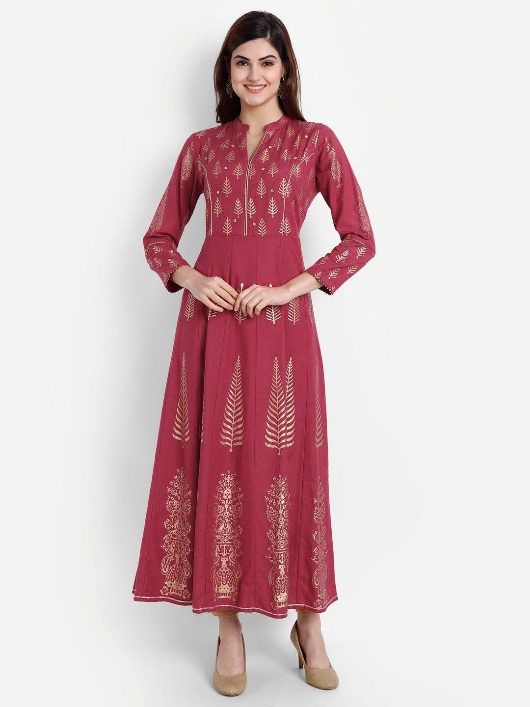 suti red ethnic motifs maxi dress