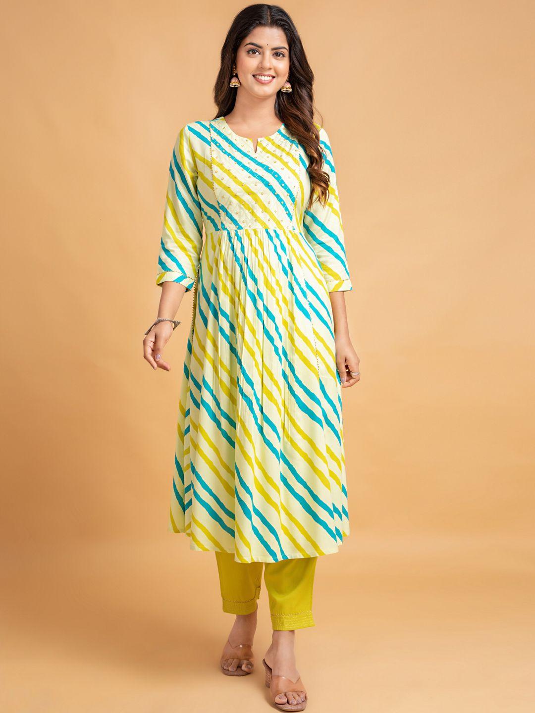 suti striped regular anarkali kurta with trousers