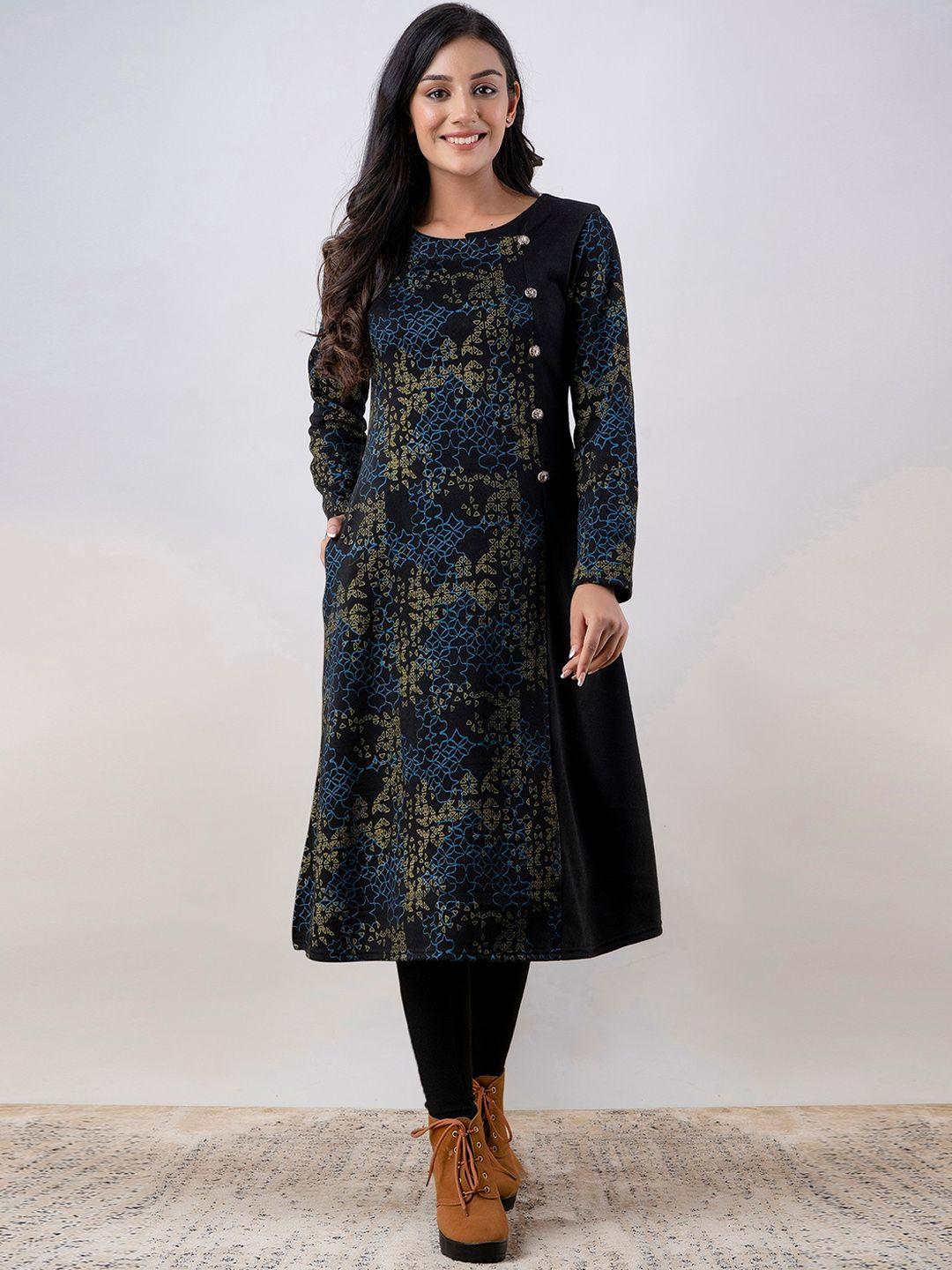 suti women abstract printed wool kurta