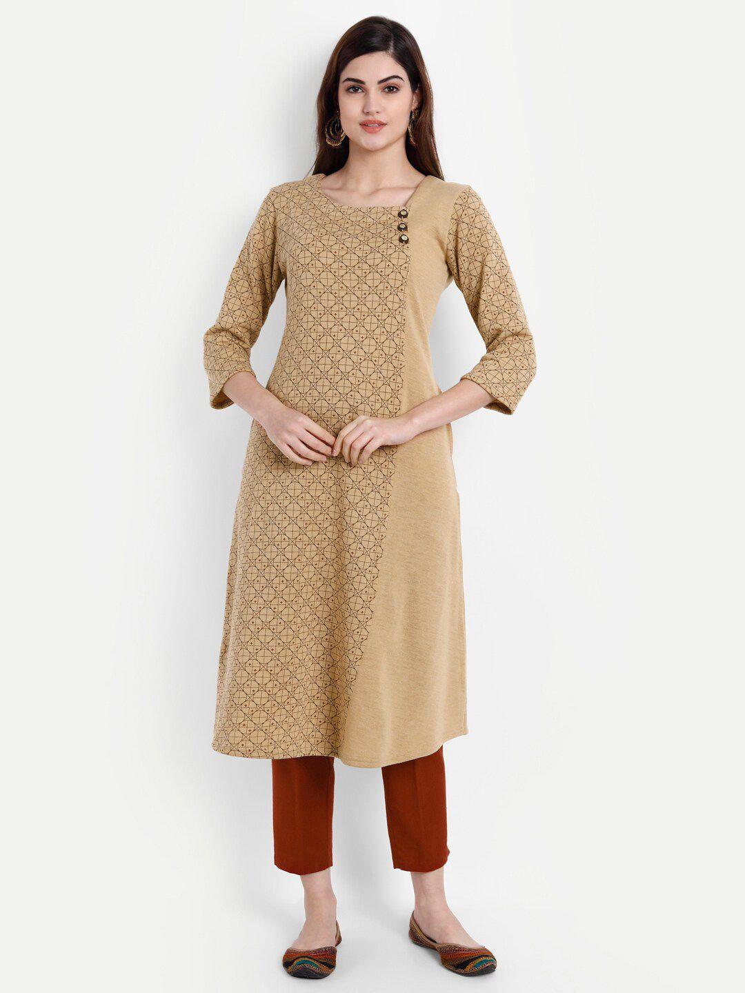 suti women beige geometric printed kurti