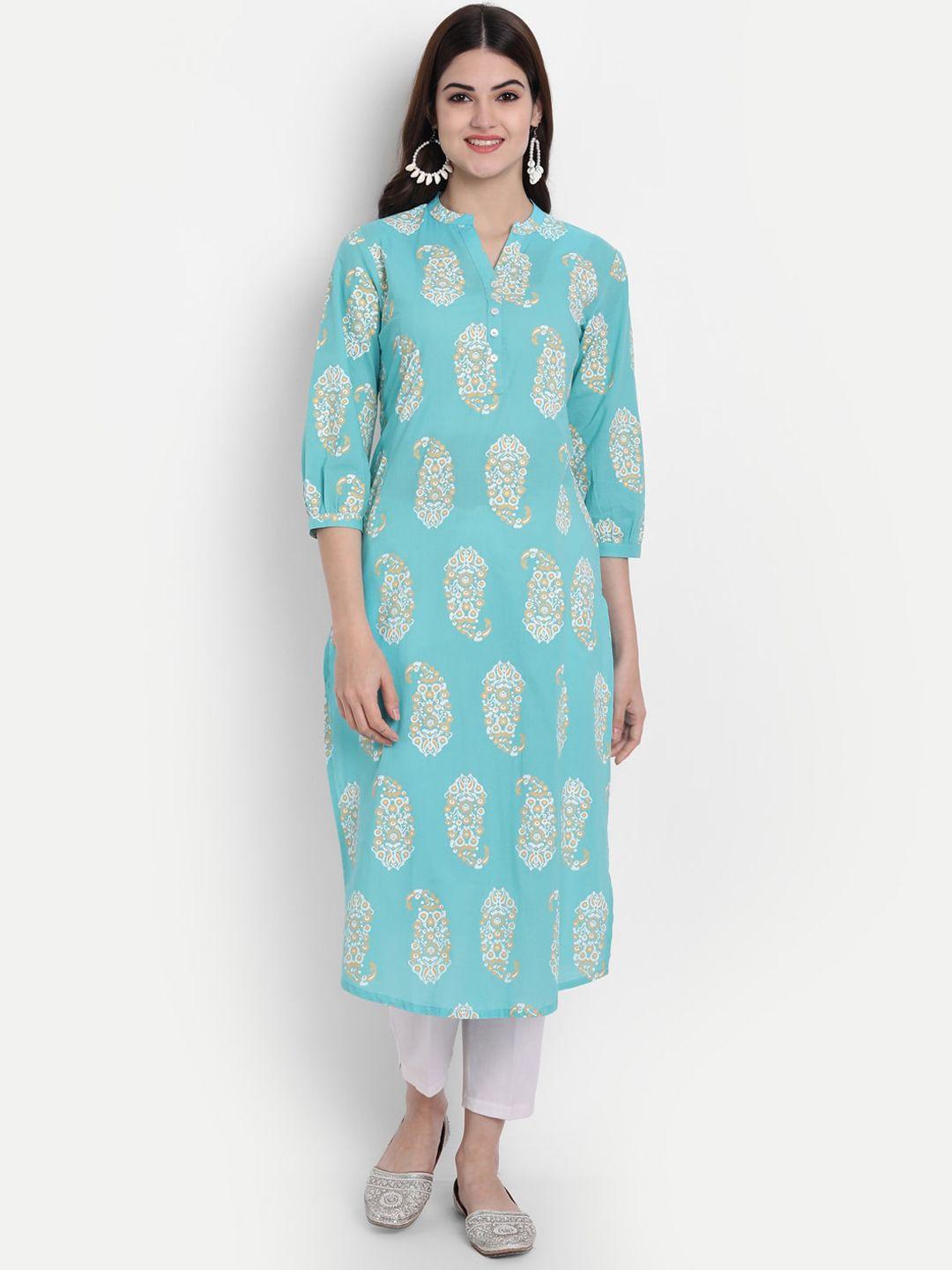 suti women blue paisley printed kurta