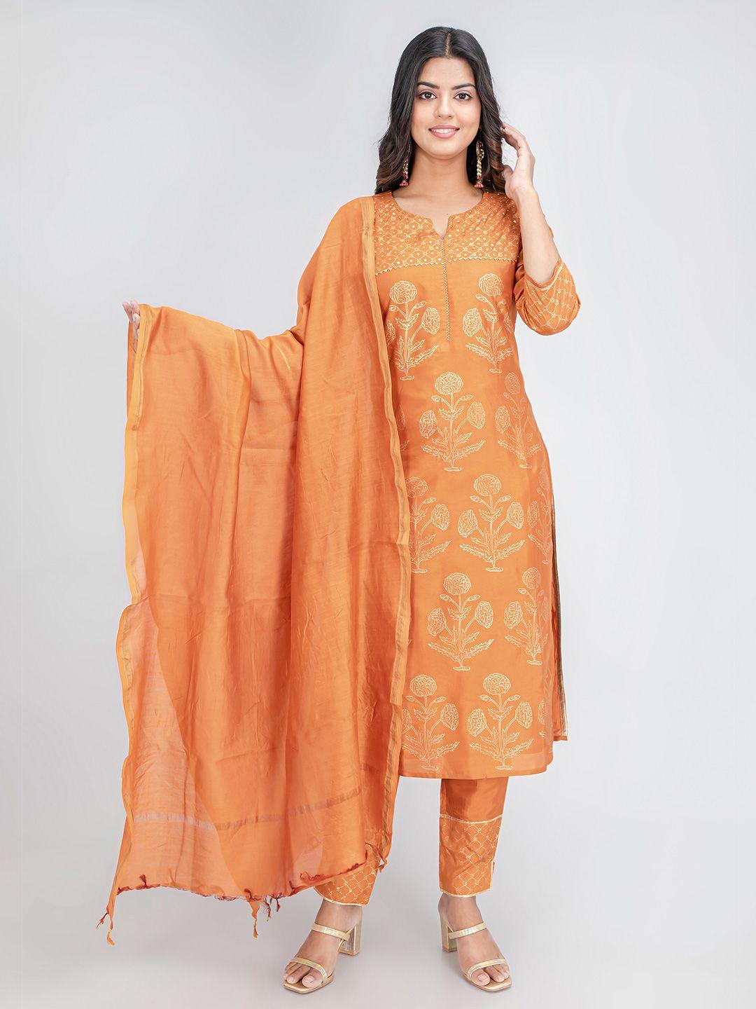 suti women floral printed kurta with trousers & dupatta