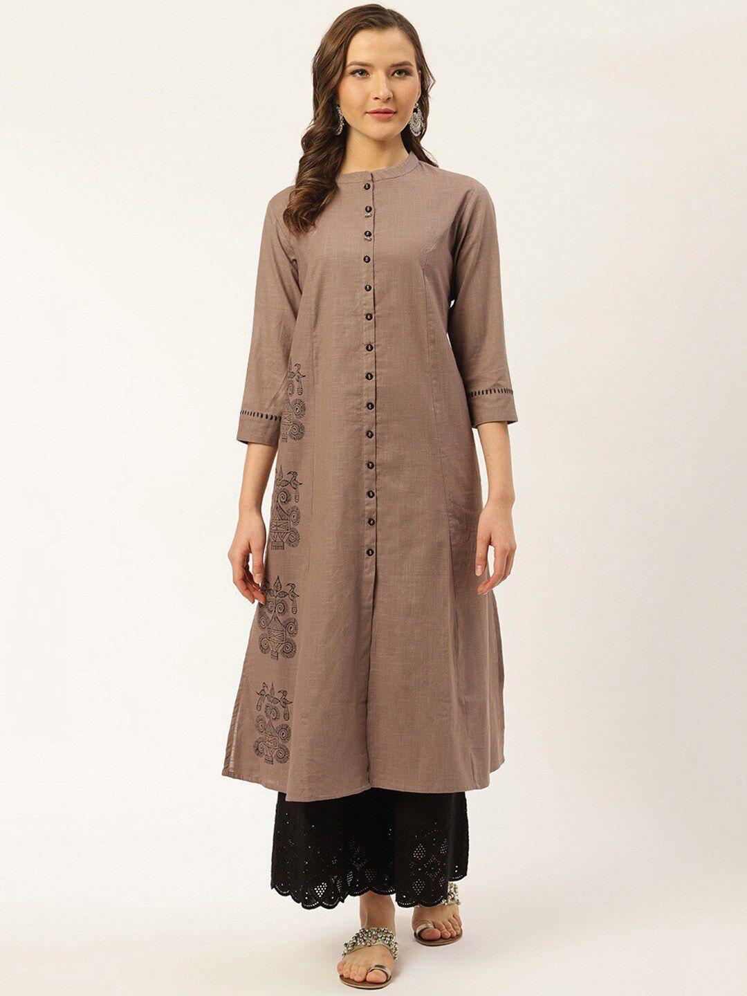 suti women grey thread work kurta