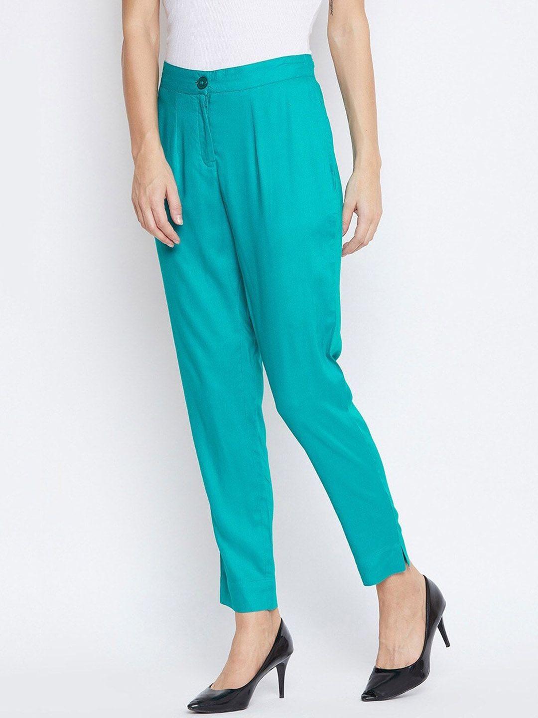 suti women teal pleated trousers