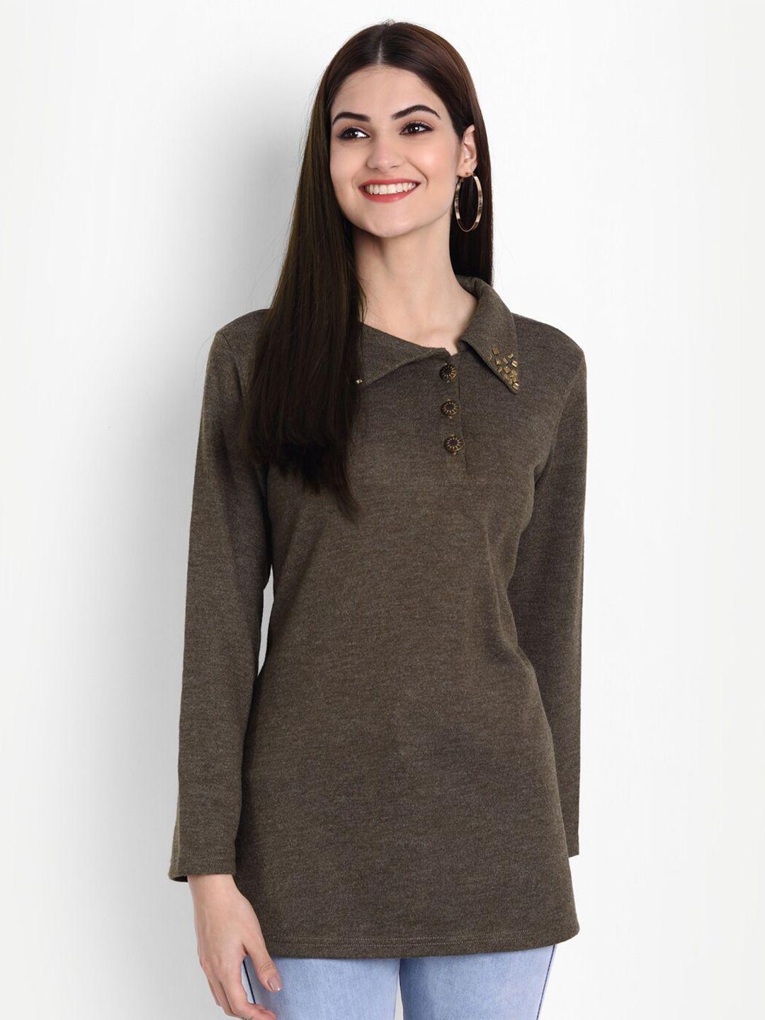 suti woolen shirt collar top