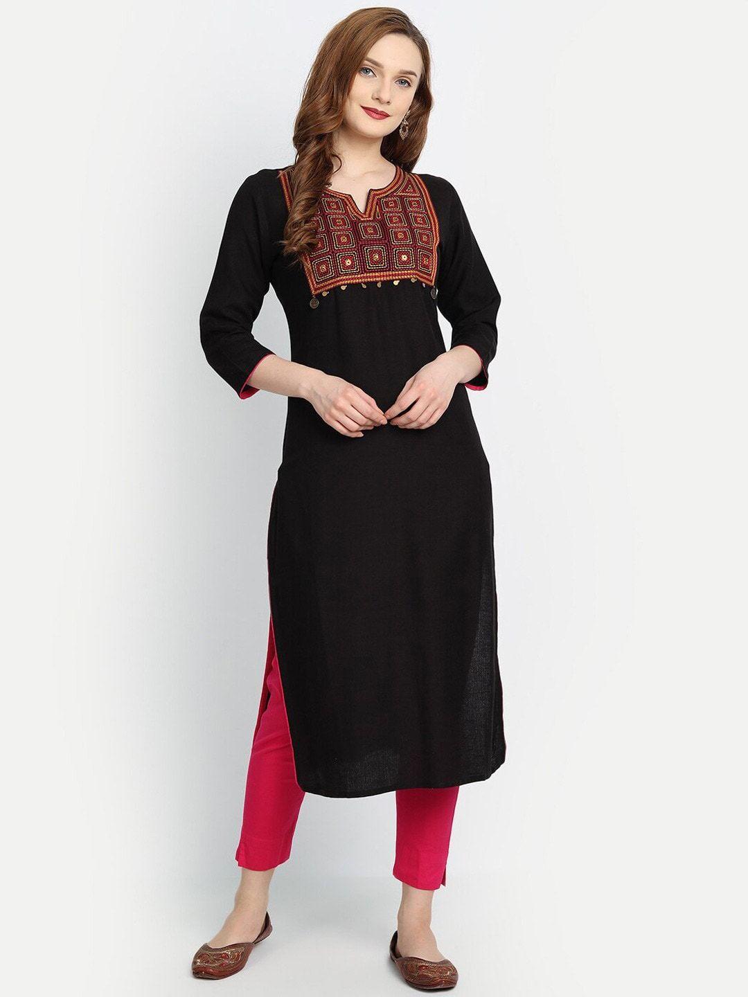 suti yoke design embroidered thread work kurta