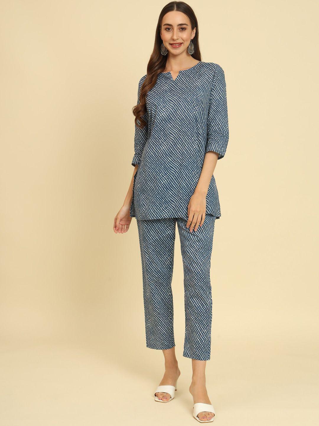 sutidora checked pure cotton kurti with trousers