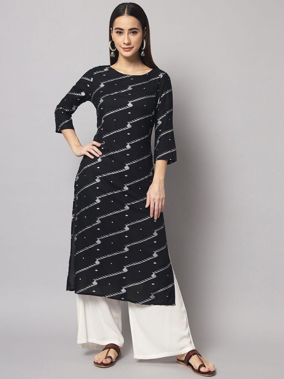 sutidora geometric printed boat neck kurta