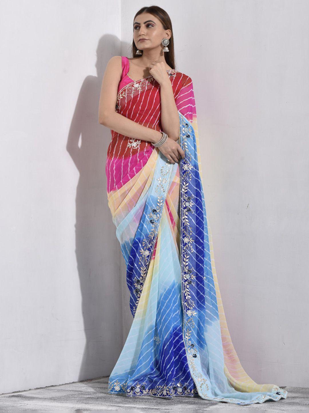 sutra attire striped embroidered saree
