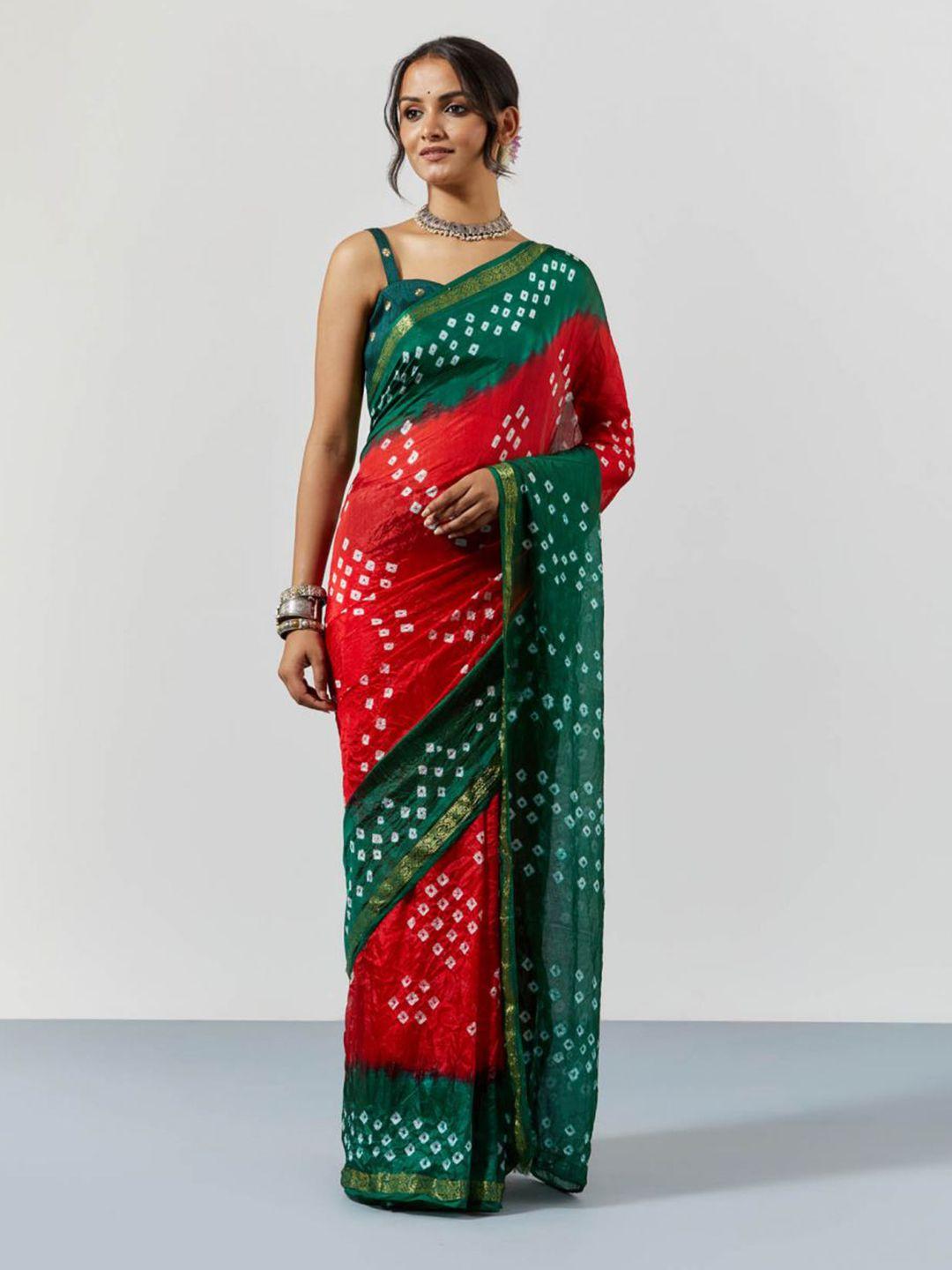 sutra attire bandhani zari art silk bandhani saree