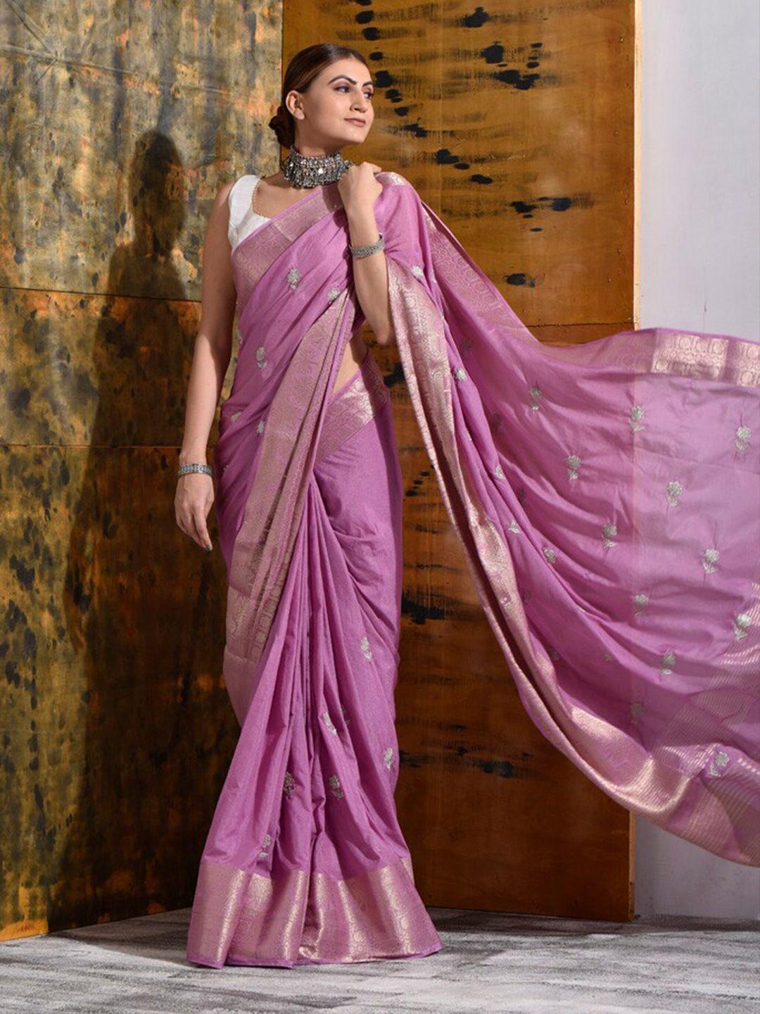 sutra attire floral embroidered zari saree