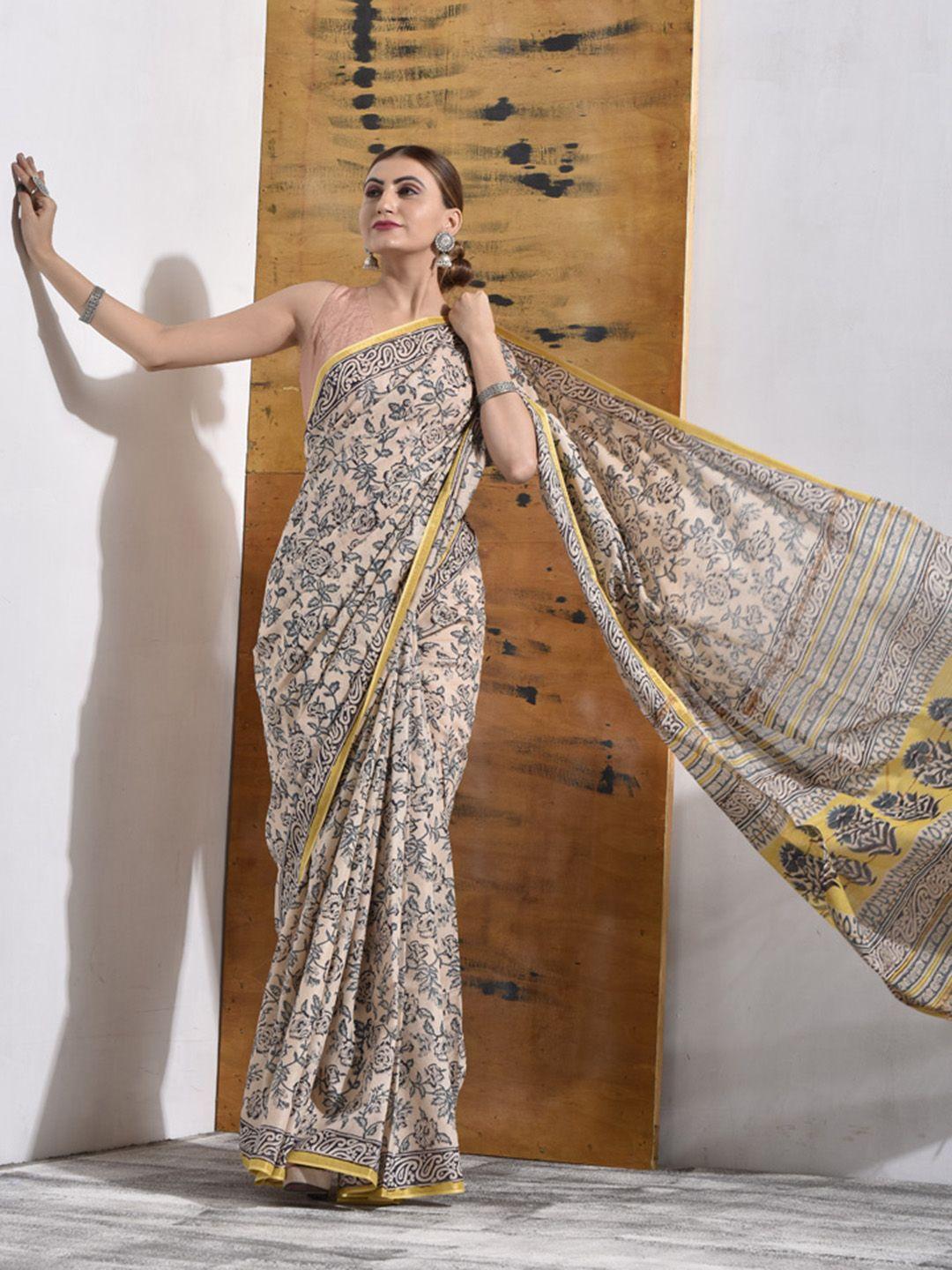 sutra attire floral printed chanderi saree