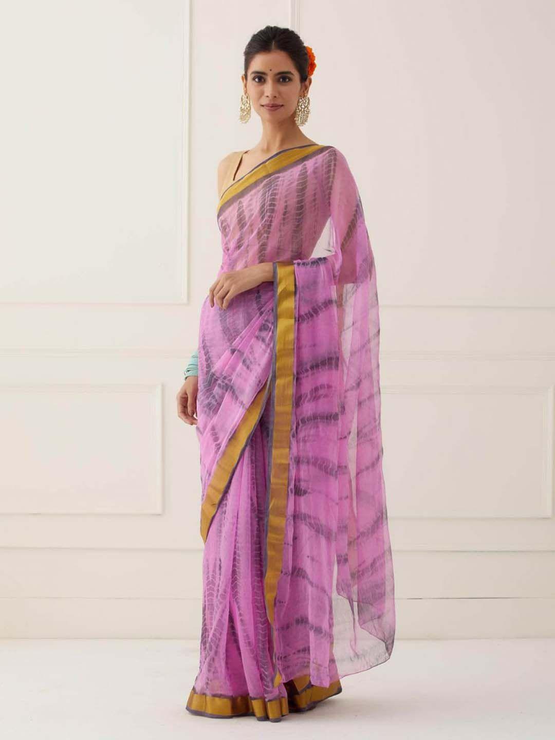 sutra attire tie and dye zari bandhani saree