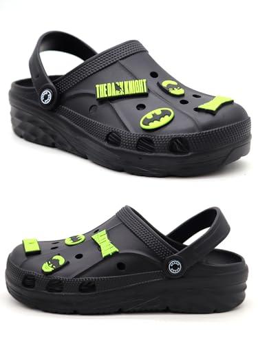 svaar batman men's clogs with authentic batman charms and adjustable back strap black