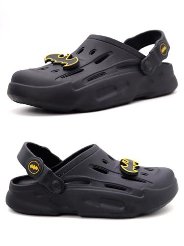 svaar batman men's sturdy clogs with authentic batman charms and adjustable back strap black, 9 uk