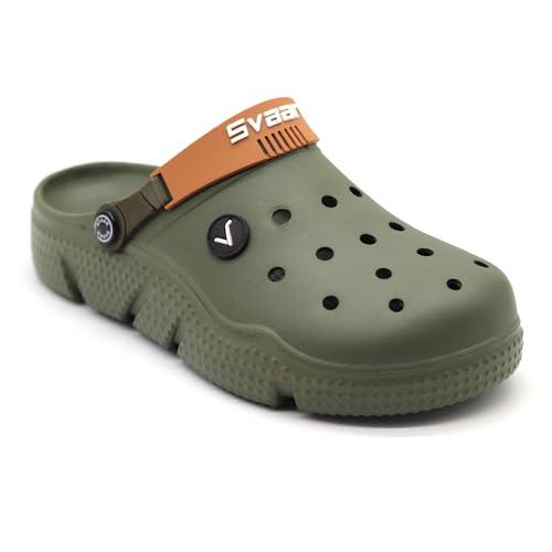 svaar designer clogs, sandals with adjustable back strap for men olive green - 10 uk