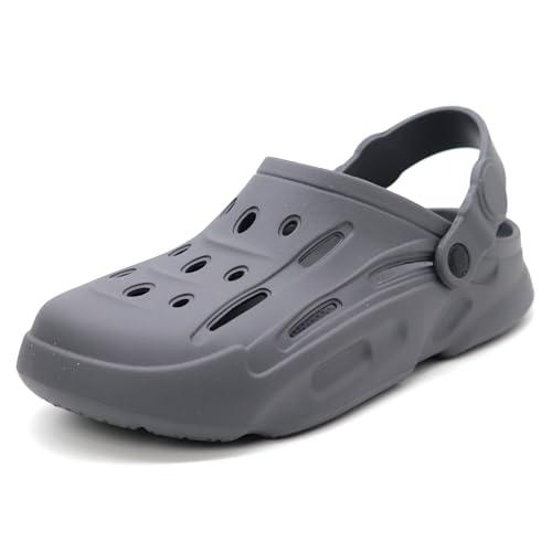 svaar premium comfortable clogs, effortless all-day ease with supportive back strap sandals for men grey - 9 uk