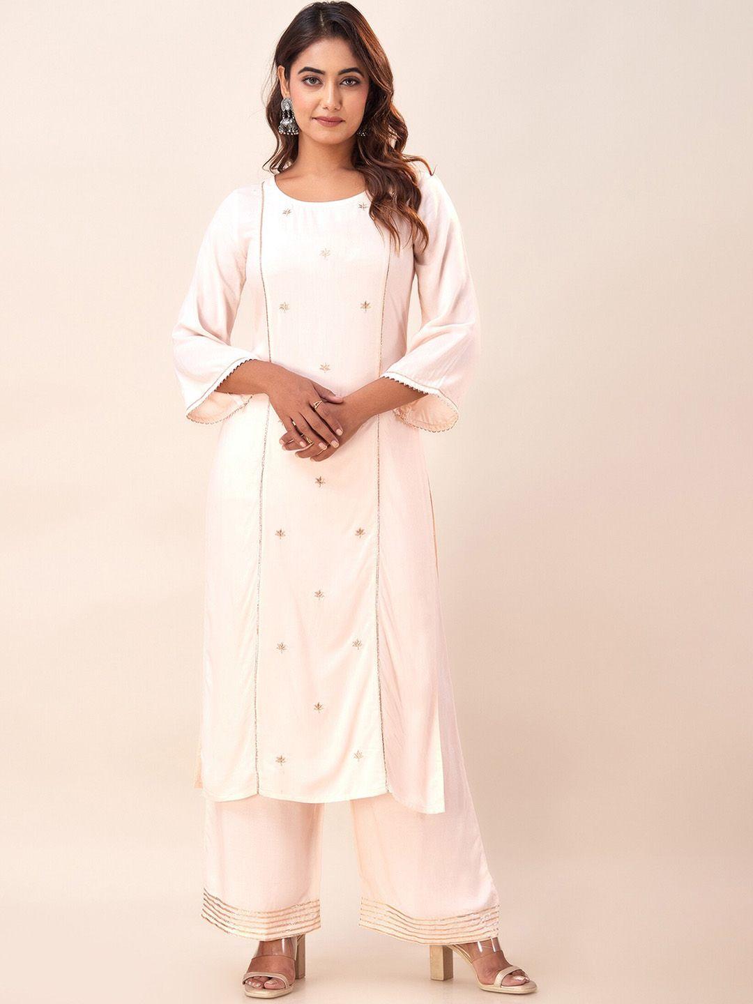 svarchi ethnic motifs embroidered gotta patti straight kurta with palazzos