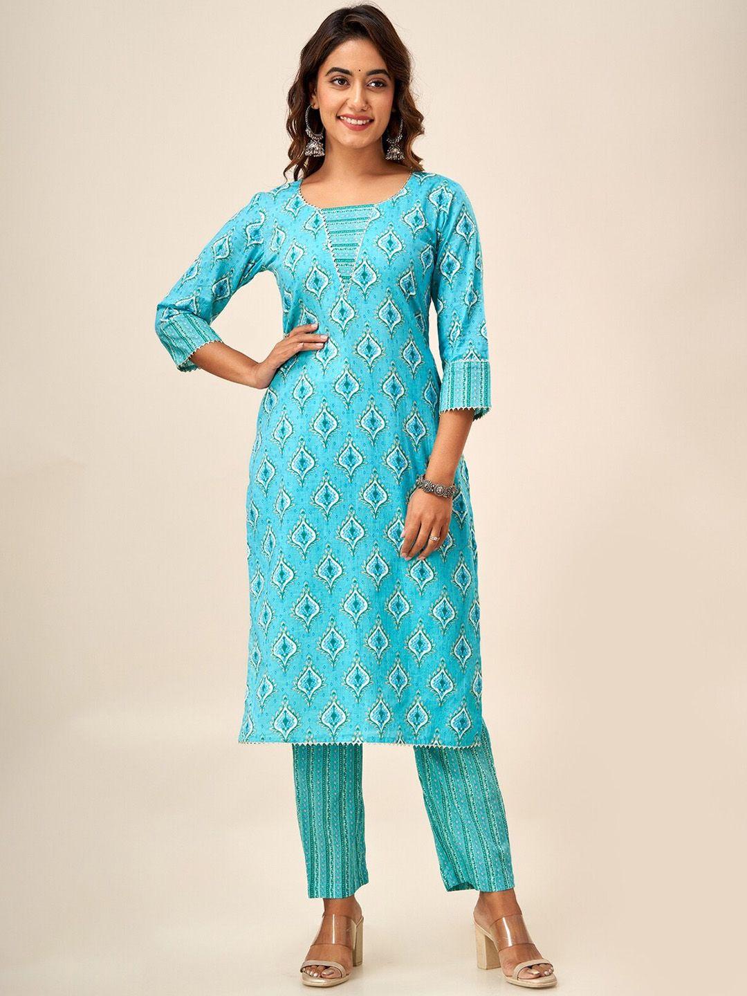 svarchi ethnic motifs printed gotta patti detailed cotton straight kurta