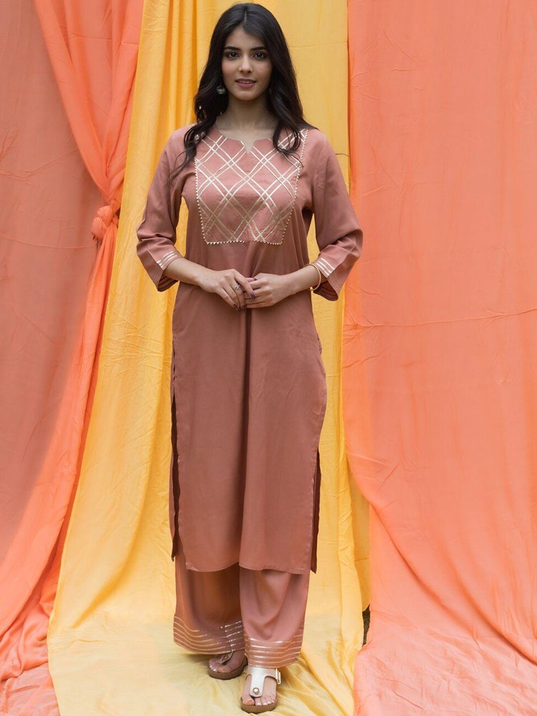 svarchi women rose yoke design kurta with palazzos