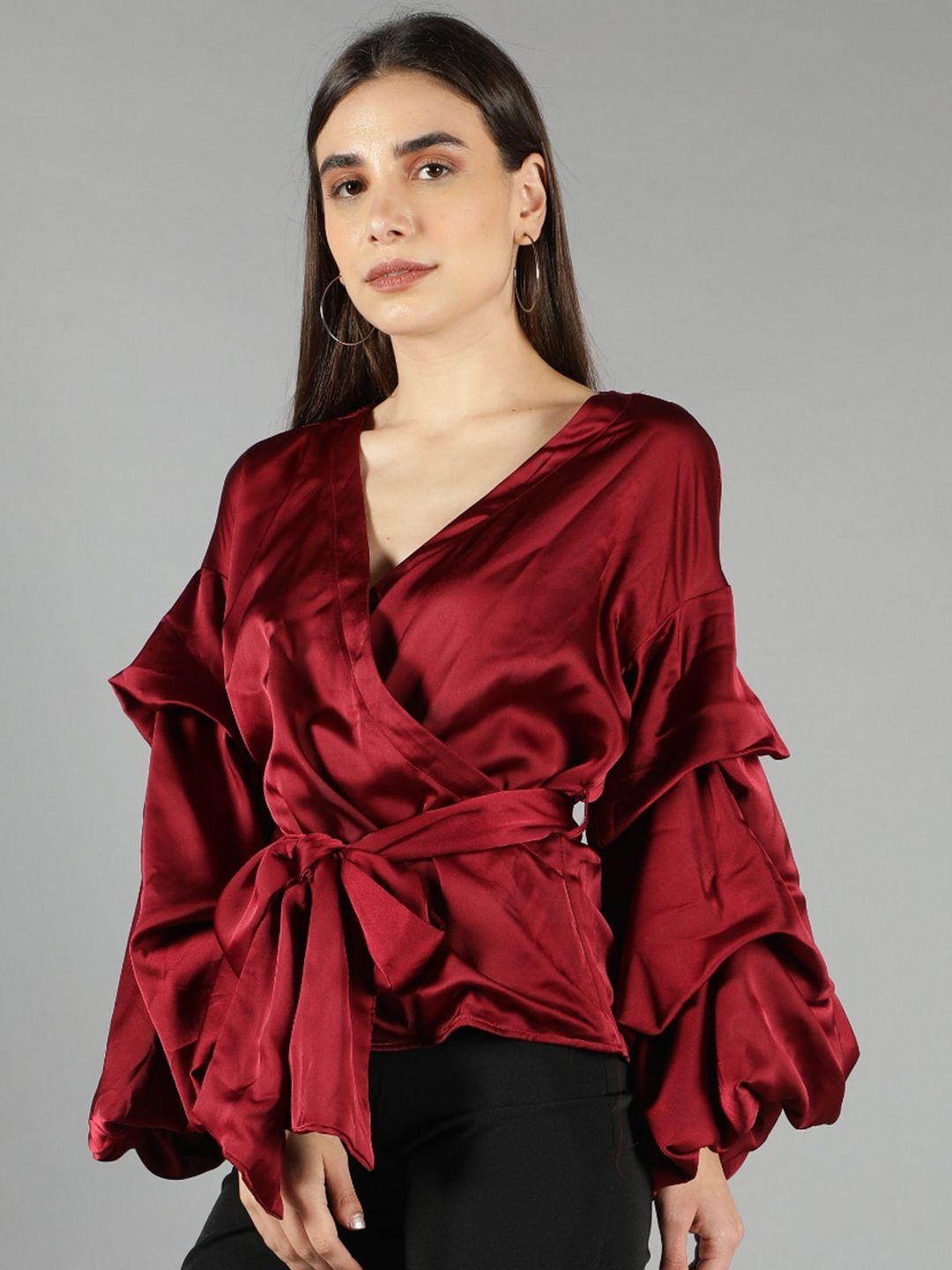 svelte couture bell sleeves layered wrap top