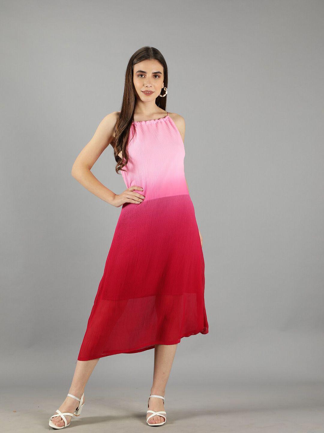 svelte couture colourblocked georgette fit & flare midi dress