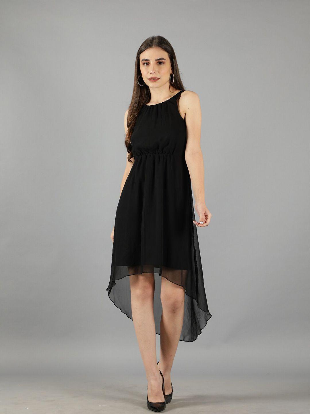 svelte couture sleeveless high-low fit & flare dress