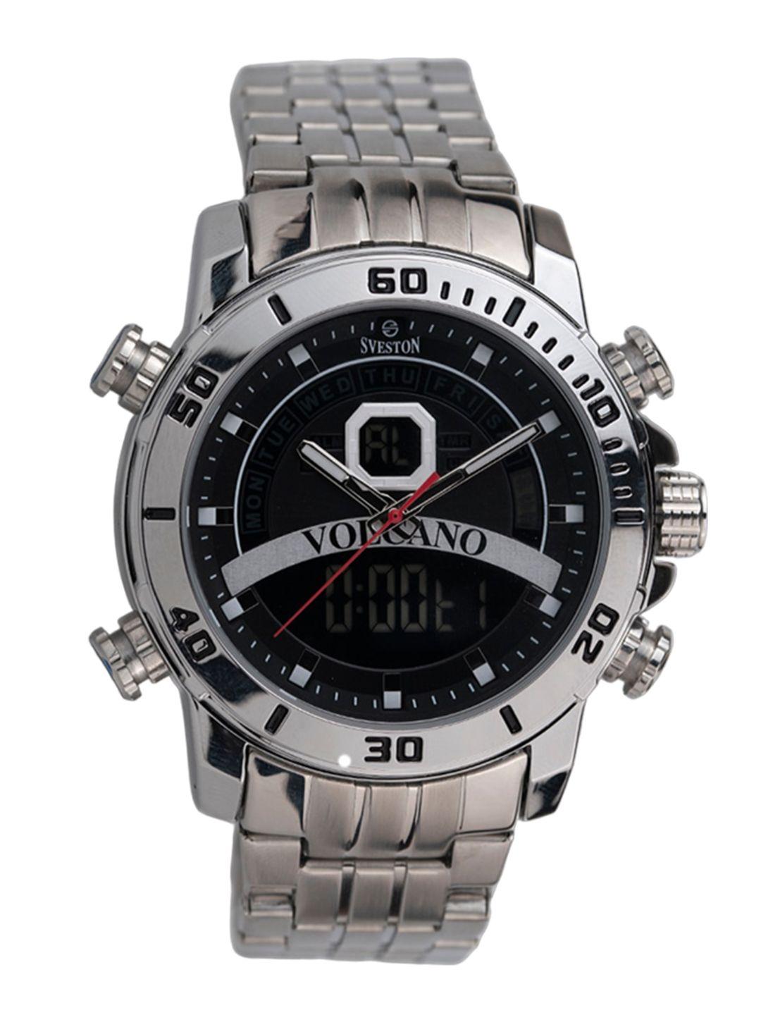 sveston men stainless steel bracelet style straps analogue & digital watch sv-9315gbs2