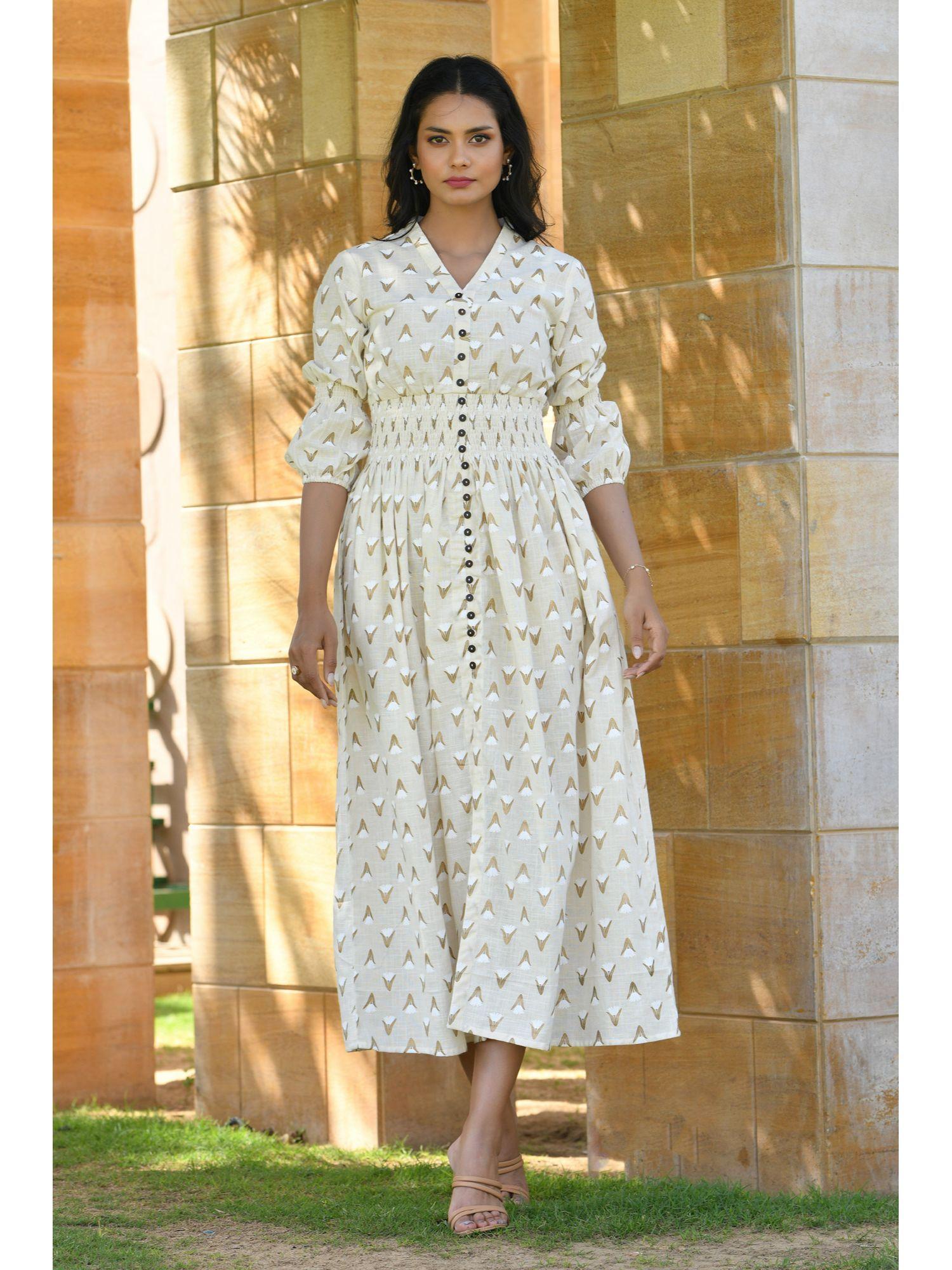 svitra gold printed comfy dress