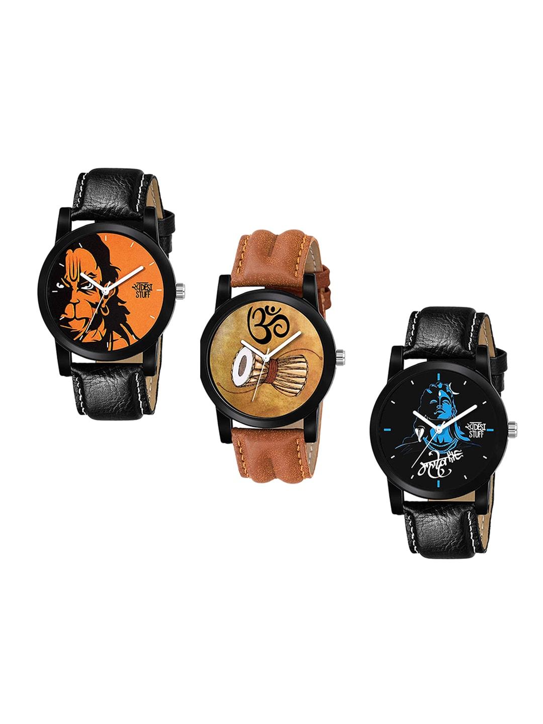 swadesi stuff boys multicoloured pack of 3 analogue watch sds 34-35-39