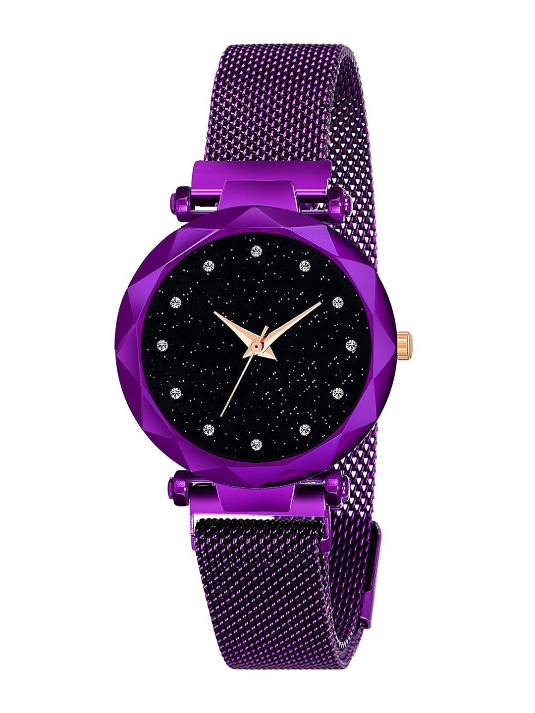 swadesi stuff women embellished dial analogue watch [12 point purple magnet]