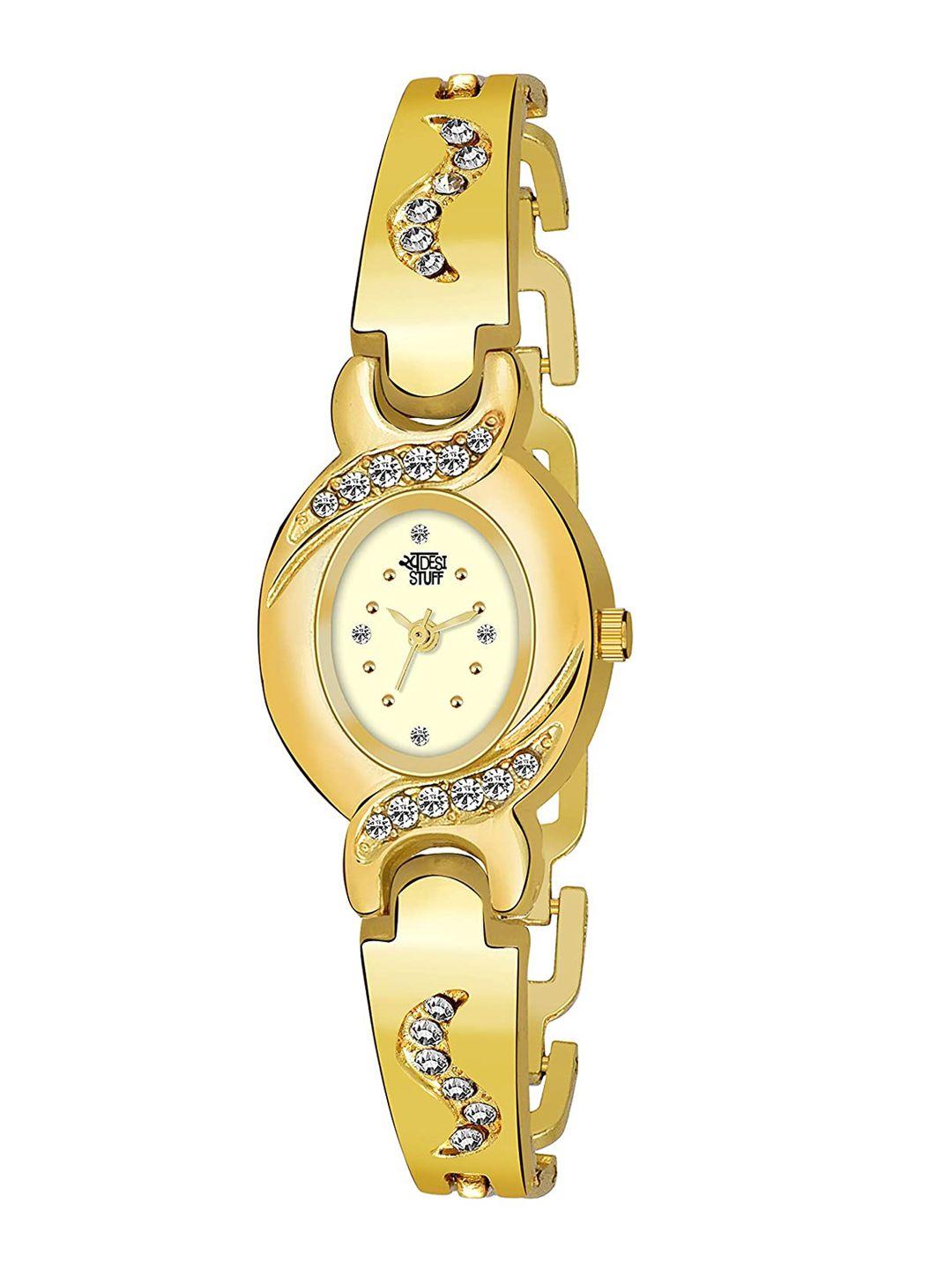 swadesi stuff girls gold-toned analogue watch