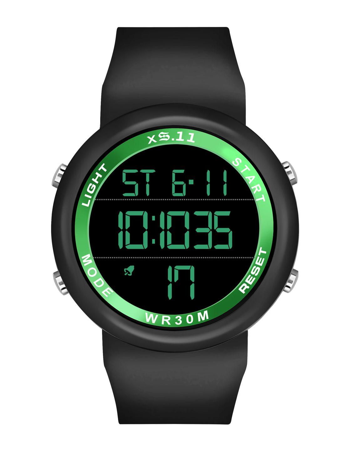 swadesi stuff unisex green dial & black straps digital automatic watch