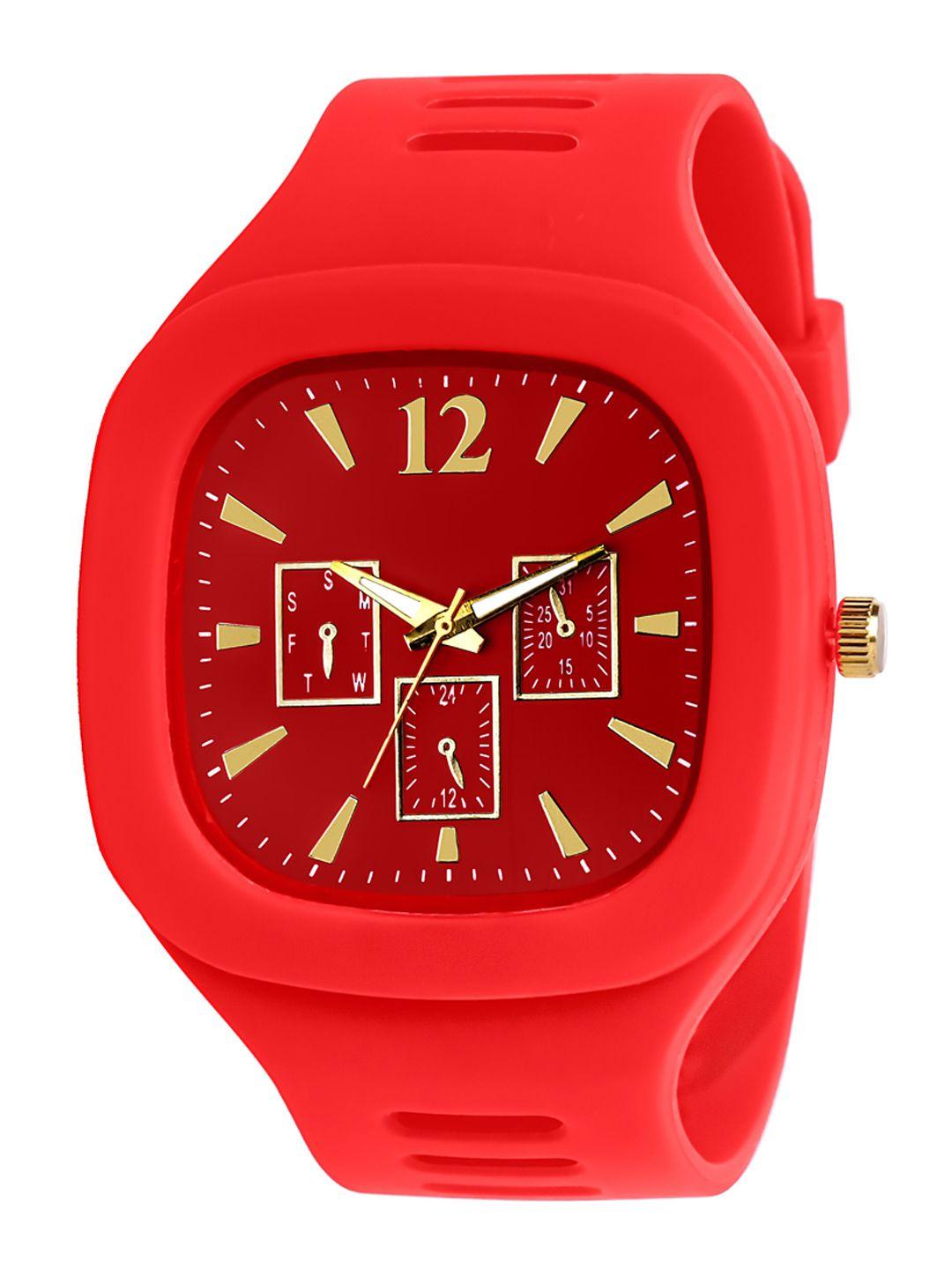 swadesi stuff unisex red dial & straps analogue watch sds 131