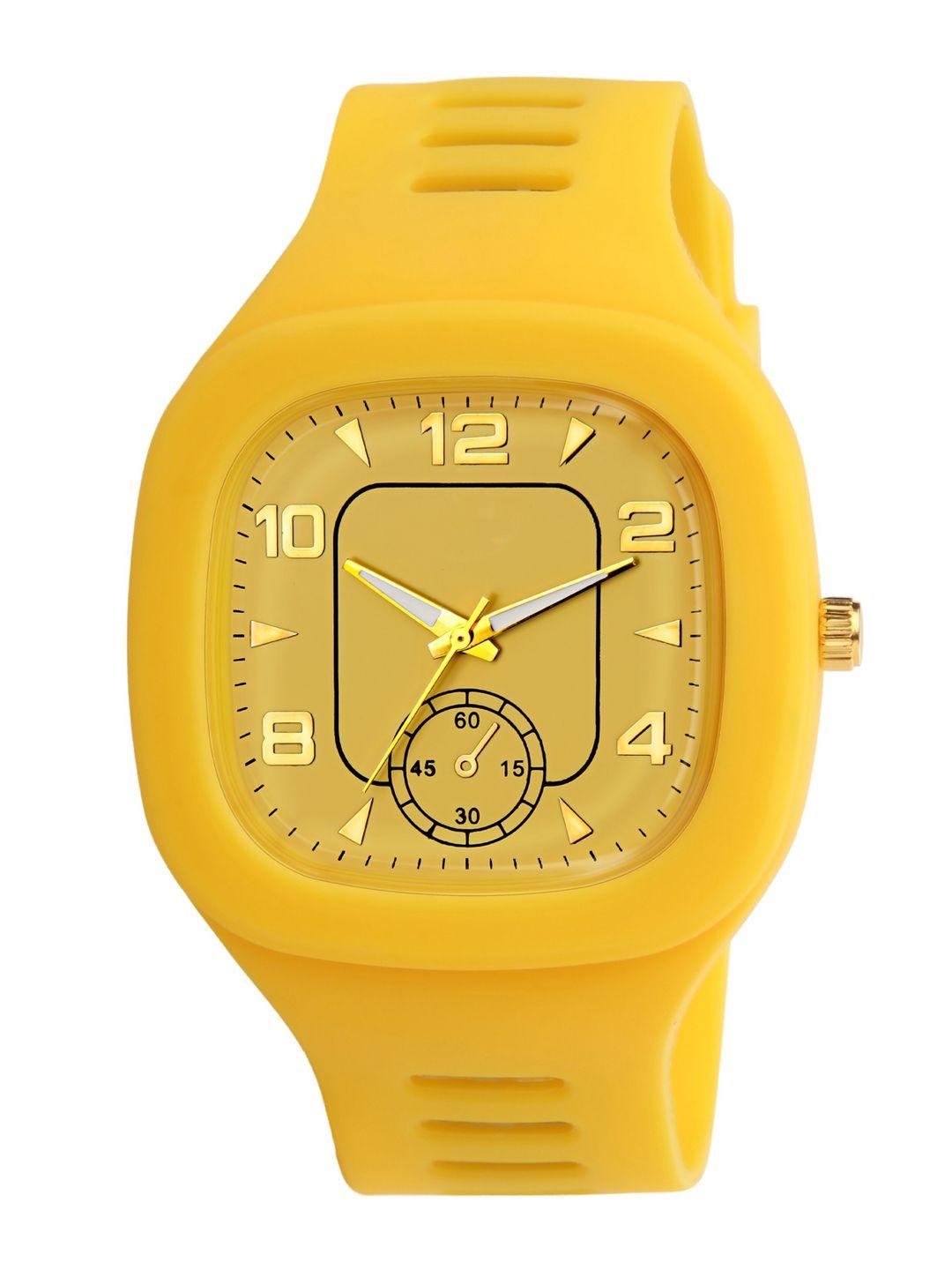 swadesi stuff unisex yellow dial & yellow straps analogue watch 6 crono yellow