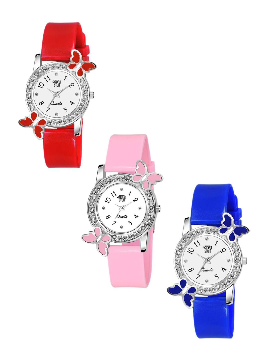 swadesi stuff women embellished dial & multicoloured straps analogue watch