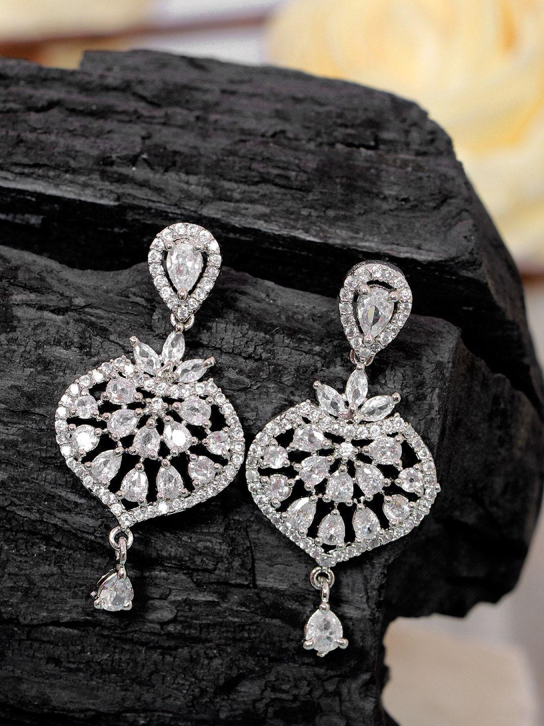 swadev silver-plated classic shaped drop earrings