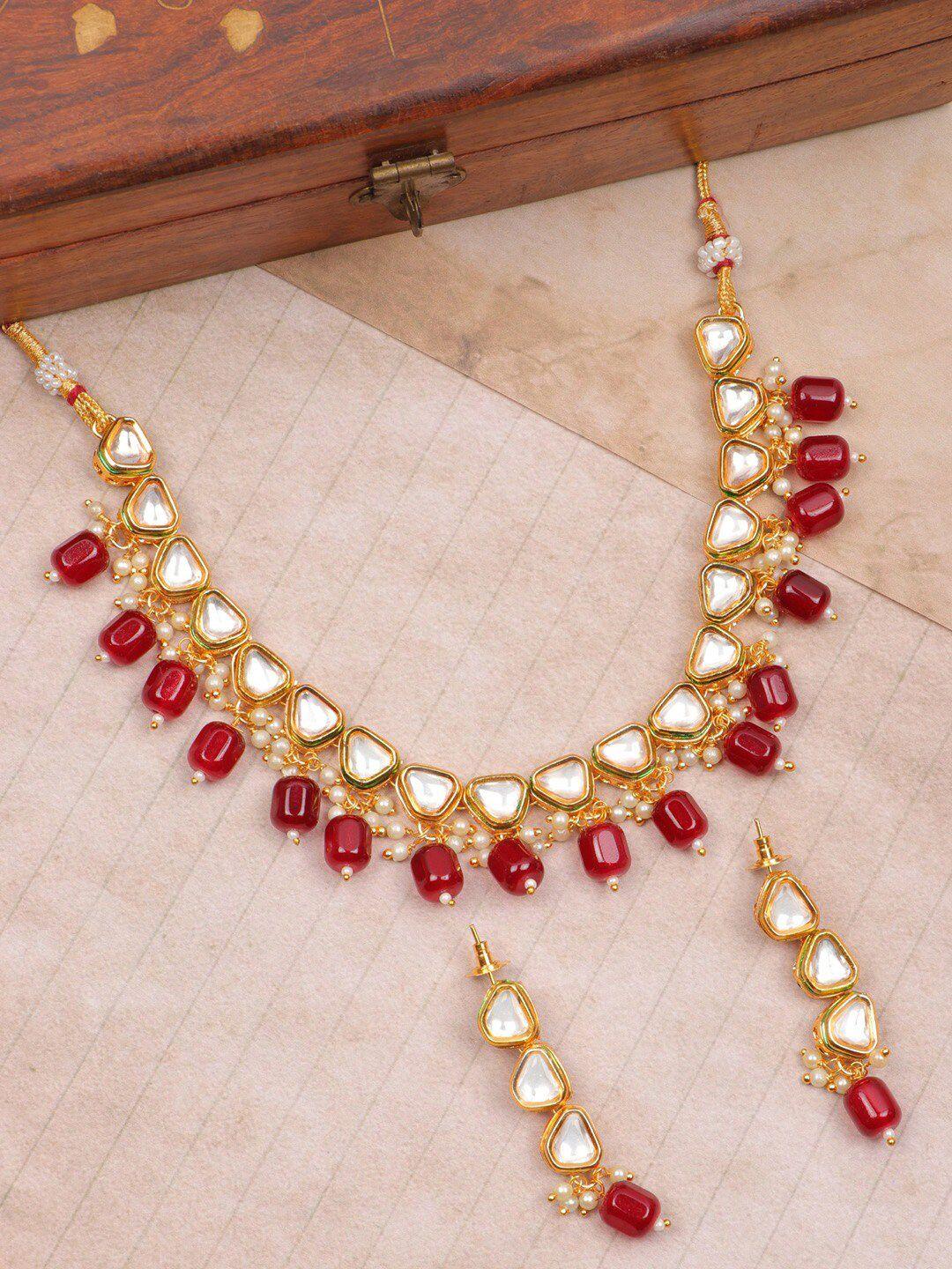 swadev gold-plated ad-studded jewellery set