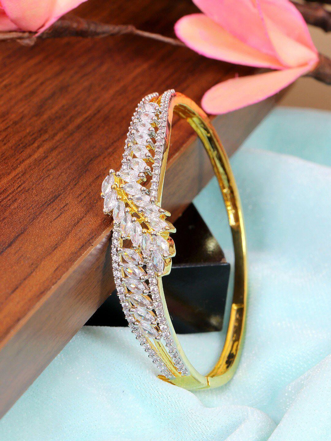 swadev women gold-toned american diamond gold-plated kada bracelet