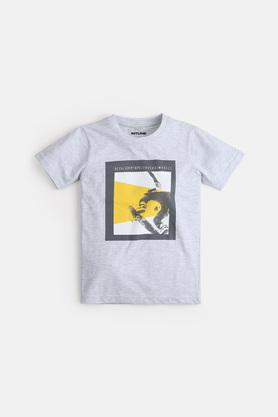 swag skater boy's cotton t-shirt - ecru melange