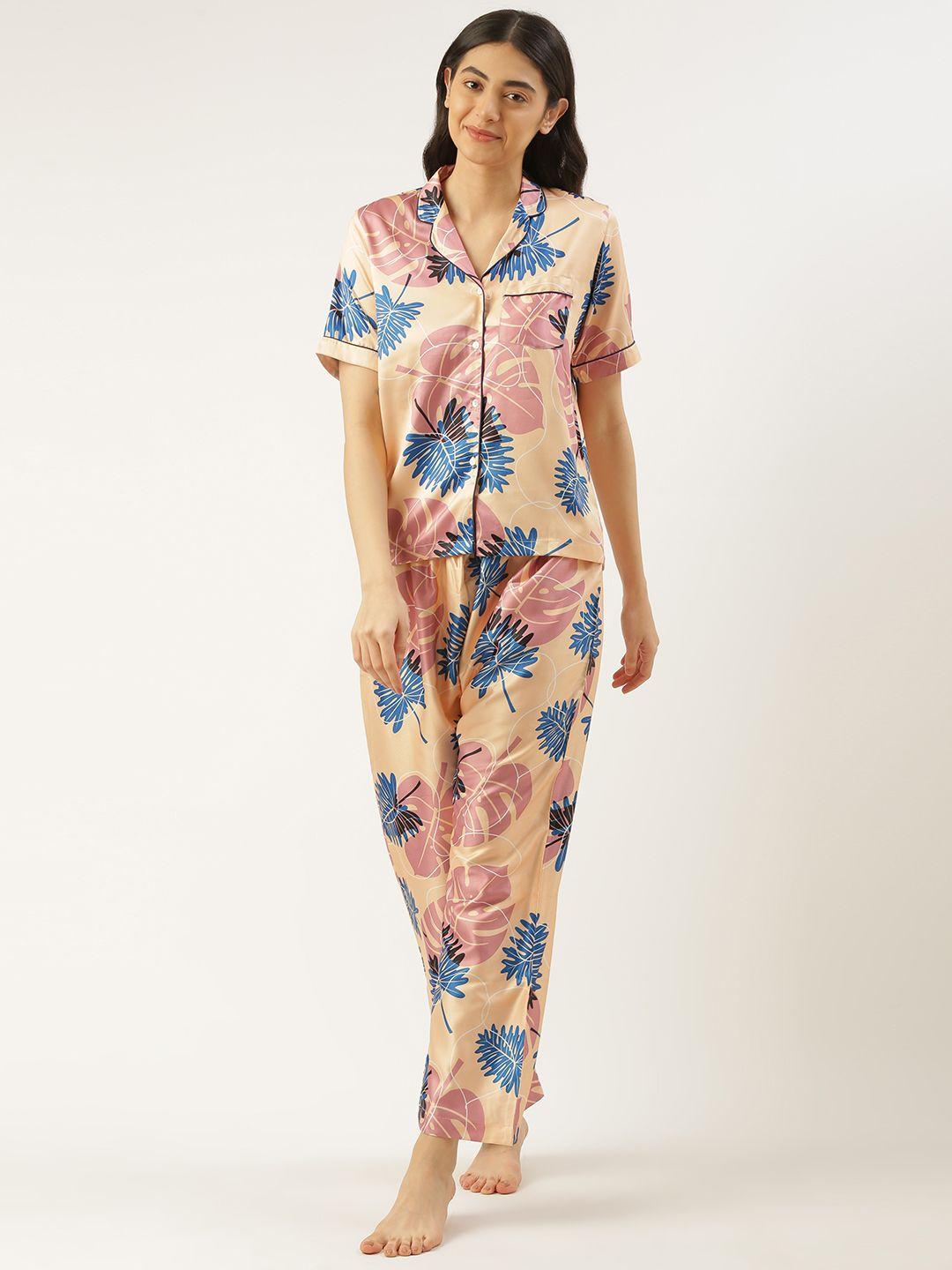 swagg india women tropical printed night suit