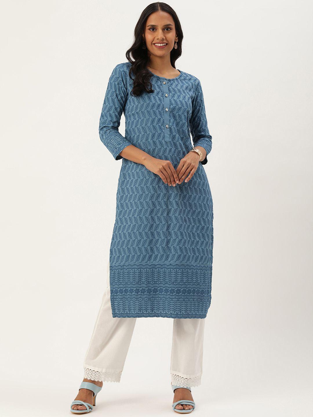 swagg india ethnic motifs embroidered chikankari kurta