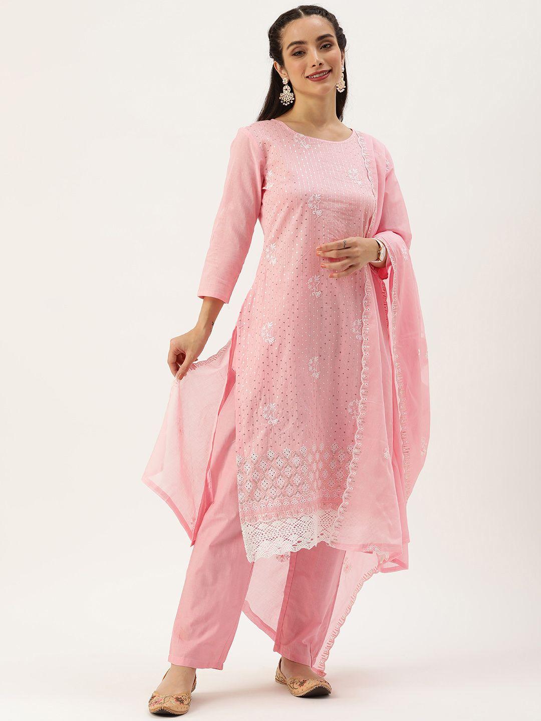 swagg india ethnic motifs embroidered sequinned kurta with trousers & with dupatta