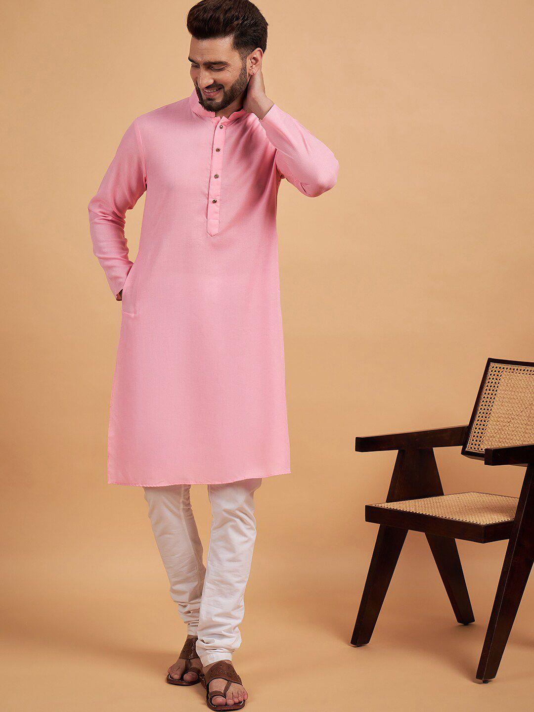 swagg india mandarin collar long sleeves straight kurta