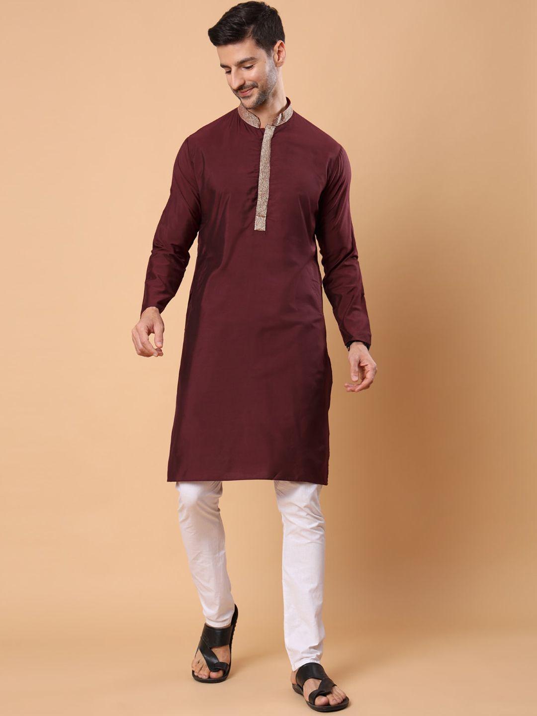 swagg india mandarin collar thread work liva kurta